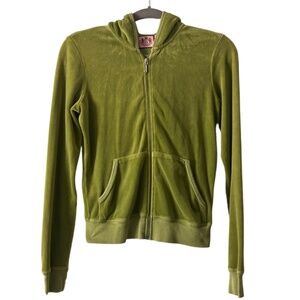 Y2K JUICY COUTURE Green Tracksuit Velour Zip-Up Hoodie Jacket Sz Medium